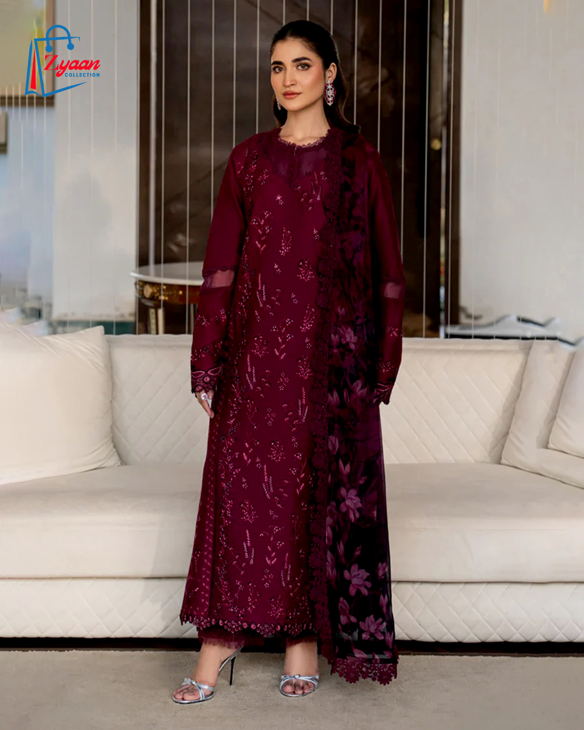 Plum Embroidered Lawn - Rang Rasiya (NORA)